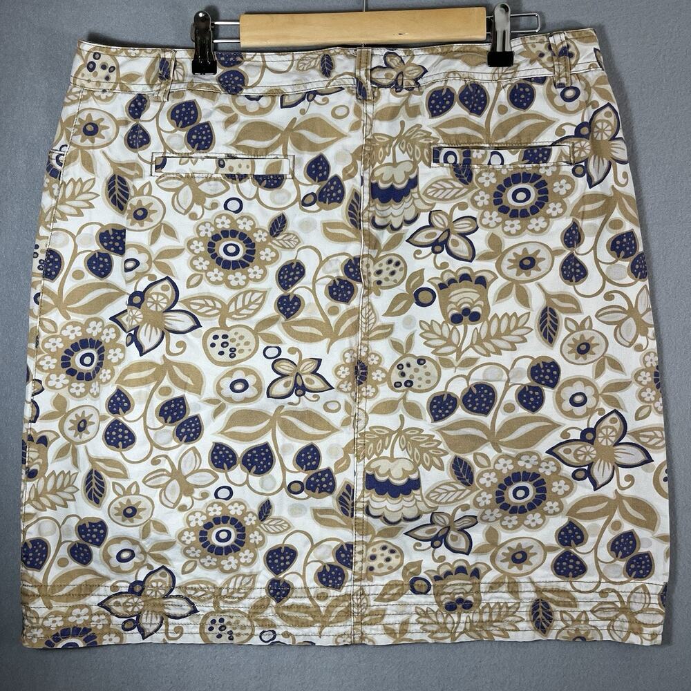 BODEN Floral Print 100% Cotton Straight Mini Skirt Pockets 14 Ivory - Picture 5 of 8